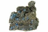 Blue-Green Cubic Fluorite on Smoky Quartz - China #146650-2